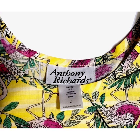 Anthony Richards Pink Flamingo Hawaiian Muumuu Midi House Dress, LP Large Petite - Picture 7 of 7